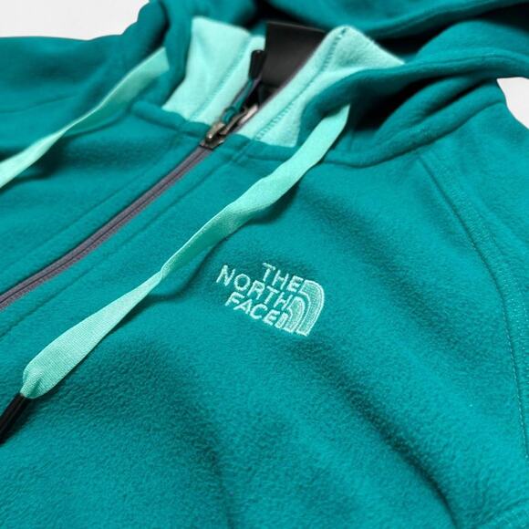 The North Face Womens Teal Full Zip Fleece Hoodie Jacket Size Small Outdoor - Picture 2 of 8